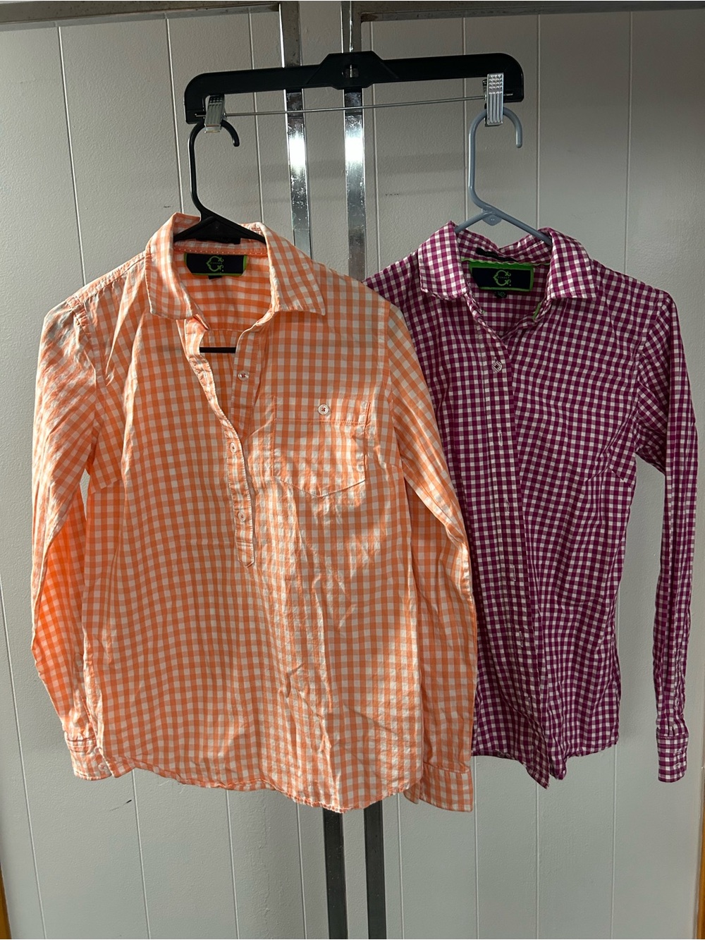 Wonder Pair of long sleeve button down GINGHAM shirts XS